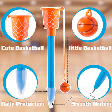 Epakh 20 Pcs Basketball Hoop Pens Basketball Party Favors With Blue Pencil Holders Novelty Pens For Kids Foam Pen Cushion Sports Party Favors For Sports Themed Birthday Party Supplies, 0.7 Mm