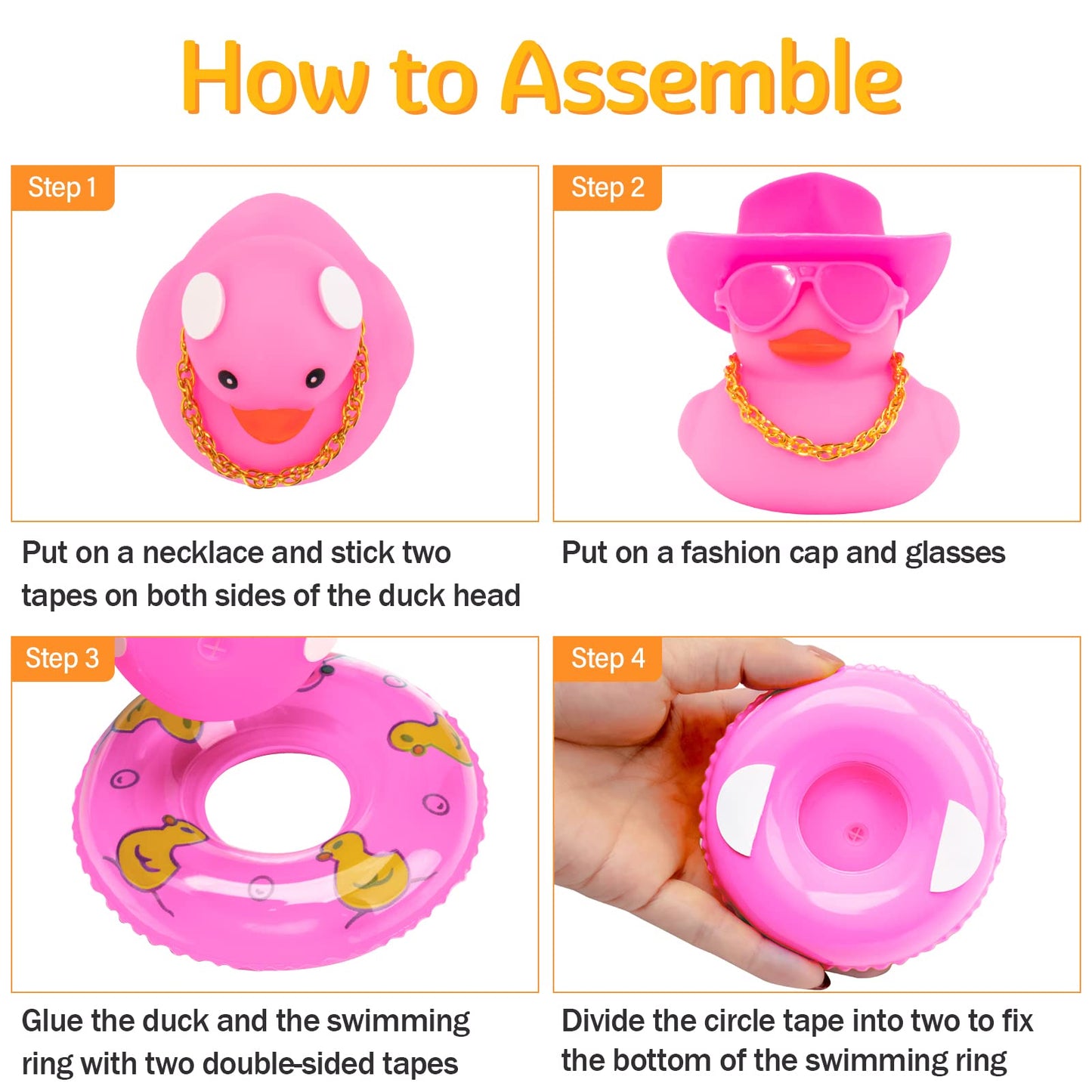 Wonuu Car Accessories Rubber Ducks Dashboard Decorations Rubber Duck Pink Accessories Dashboard Duck Car Decorations Car Ducks For Dashboard Car Duck Car Dashboard Decorations, Hg&Pink-Cowboypink