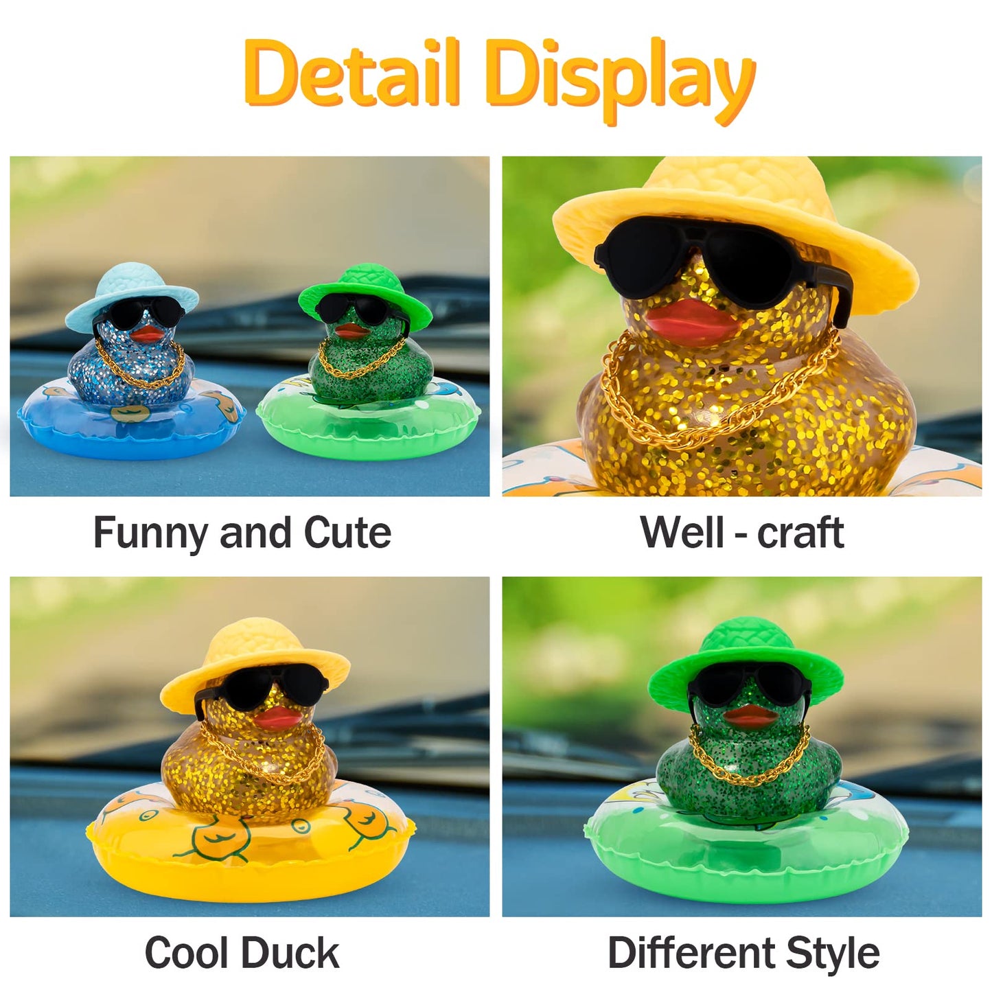 Wonuu Car Accessories Rubber Ducks Dashboard Decorations Rubber Duck Pink Accessories Dashboard Duck Car Decorations Car Ducks For Dashboard Car Duck Car Dashboard Decorations, Bg-Black-Strawhatblack