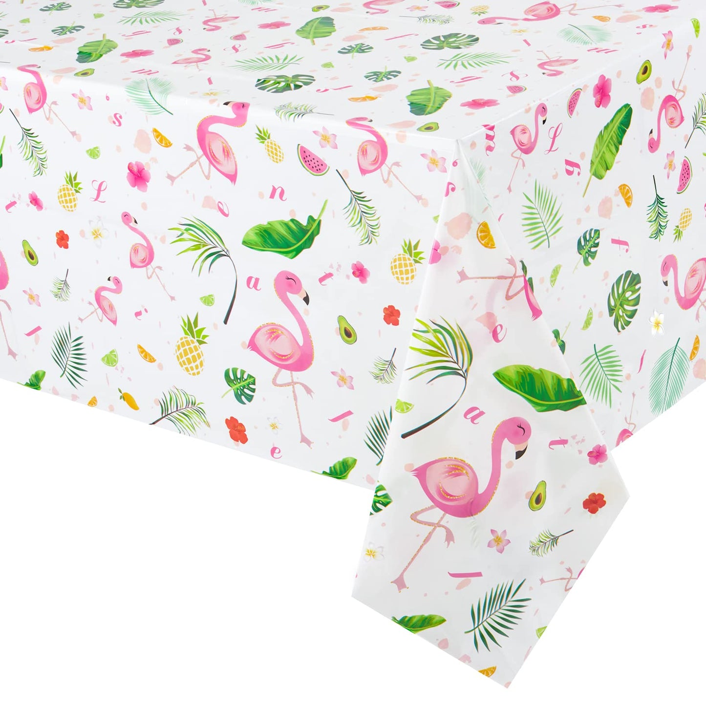 WERNNSAI Flamingo Tablecloth - 108x 54 Tropical Luau Party Disposable Plastic Table Cover Pineapple Party Supplies for Kid G