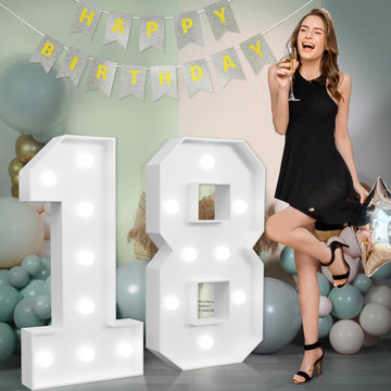 Marquee Numbers Large 18Th-Birthday Decorations: 3Ft Light Up Number 18 Birthday Decoration For Boy Girl 18 Year Old Teen Birthd