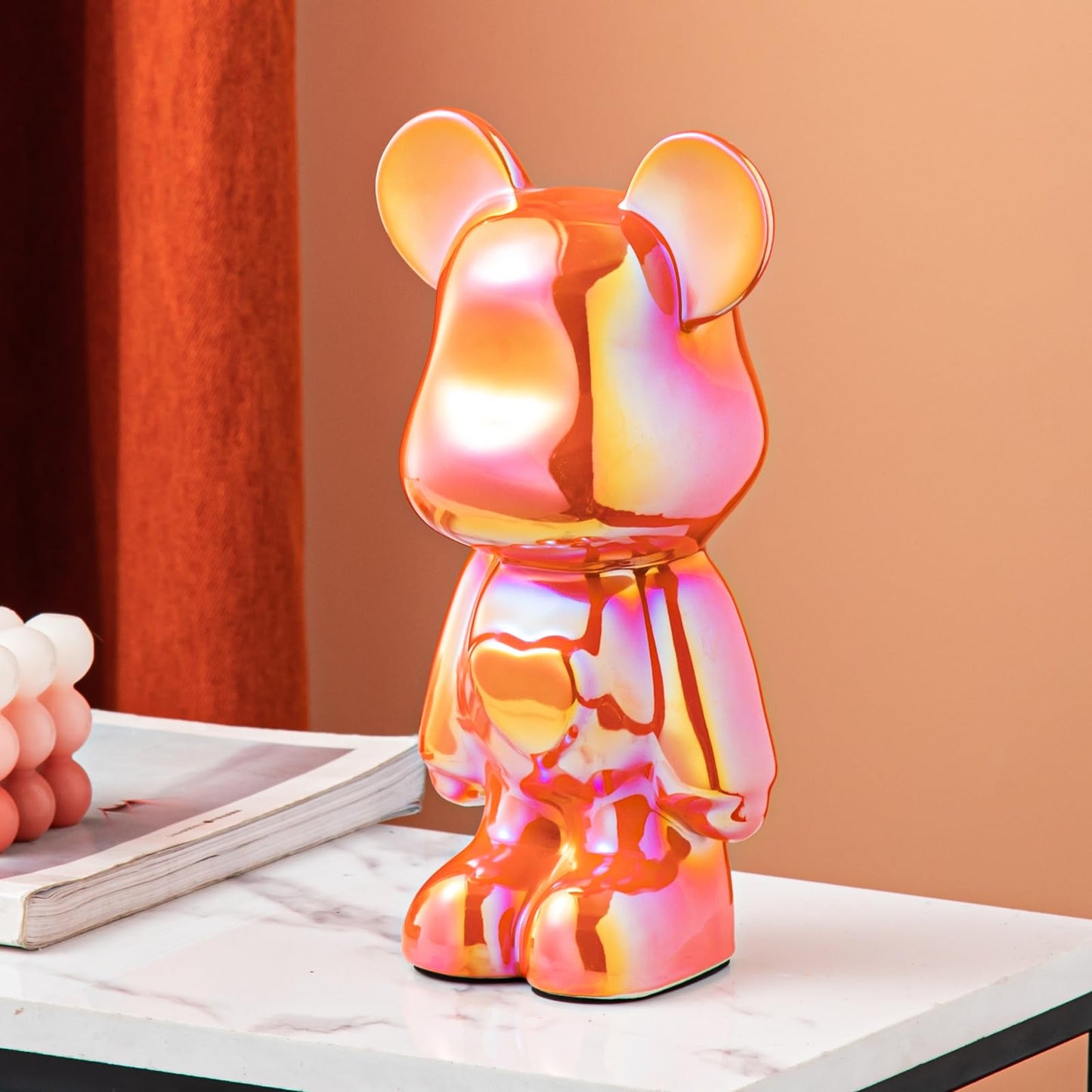 Yundu Ceramic Piggy Bank For Kids And Adults - Coin Bank For Girls And Boys - Orange Love Bear Decoration - Modern D  Cor, Hypeb