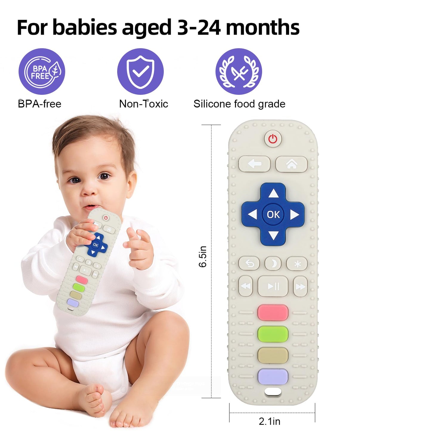 Chuya Remote Teethers Silicone Baby Teething Toys, Tv Remote Teether Toy Red