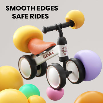 Bekilole Balance Bike Toys For 1 Year Old Boy Gifts, 12-24 Month Toddler Balance Bike, No Pedal 4 Silence Wheels&Soft Seat First Riding On Toys, One Year Old Boy Birthday Gifts, White & Brown