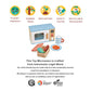 Mentari Toys - Toy Microwave - 9Pc Wooden Microwave Set With Pretend Play Food - Kids Role Play Kitchen Accessories - Improve So