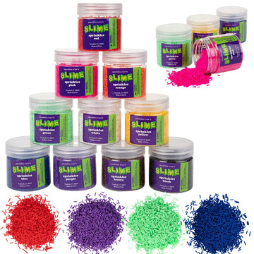 Maddie Rae'S Colored Slime Sprinkles (2Oz Clay Sprinkle Jars 10Pk) 10 Colors For Diy Slime Making- Mini Decorations W Resealable