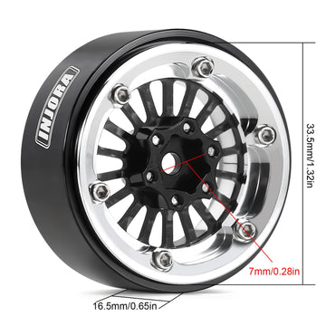 INJORA ModuWheel 1.3 beadlock Negative Offset Wheels with 18-Spoke, Replaceable Carbon Fiber Modular, for 1/18 1/24 RC Crawler (
