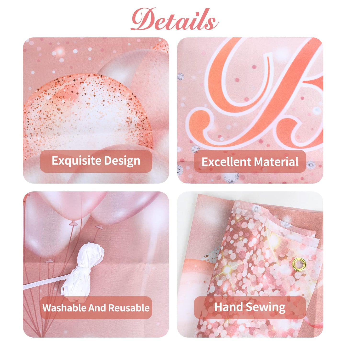 Happy 11Th Birthday Banner Backdrop - 11 Birthday Party Decorations Supplies For Girls Or Boys - Rose Gold 4 X 7Ft