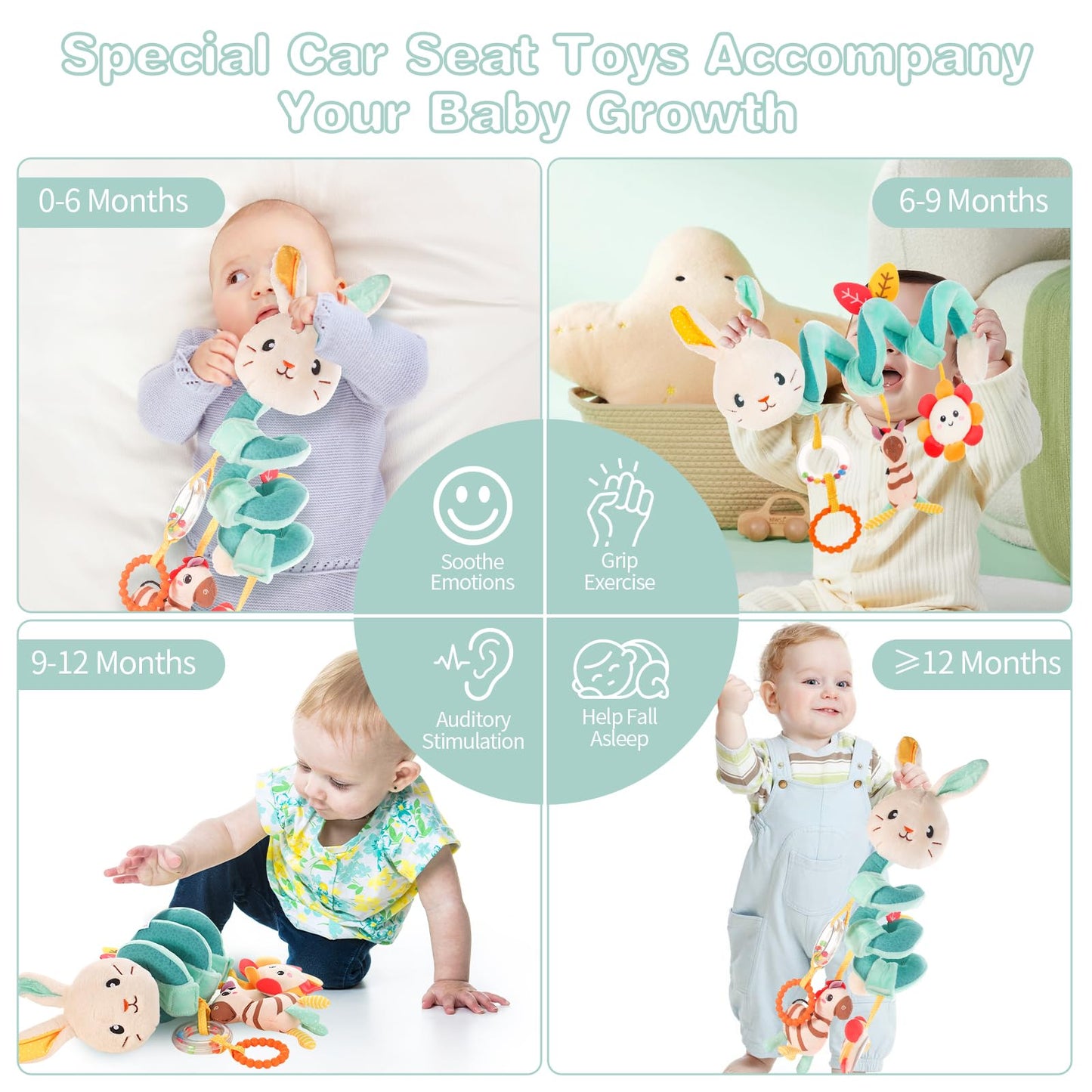Fati Car Seat Toys Baby Toys For 0-6 Months, Newborn Toys Infant Toys 0-3 Months, Stroller Toys For Baby Crib Carseat, Sensory T