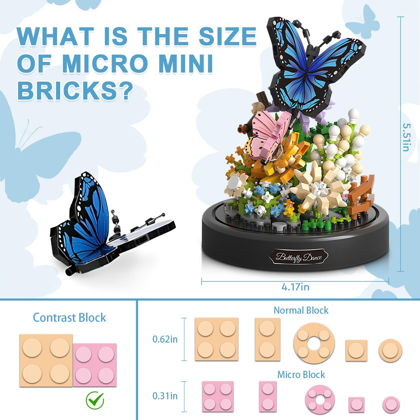 HIGH GODO Flower Bouquet Building Set, 530 PCS Micro Bricks, Colorful Bonsai Tree Kit, Perfect Birthday Gift for Women 12+