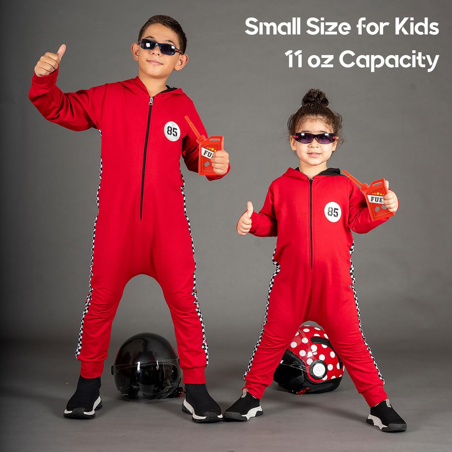 ALINK 12 Pack Race Car Cups with Straws, 11 oz Kids Party Favor Gas Fuel Can Cups, Racing Birthday Party Decorations Supplies fo