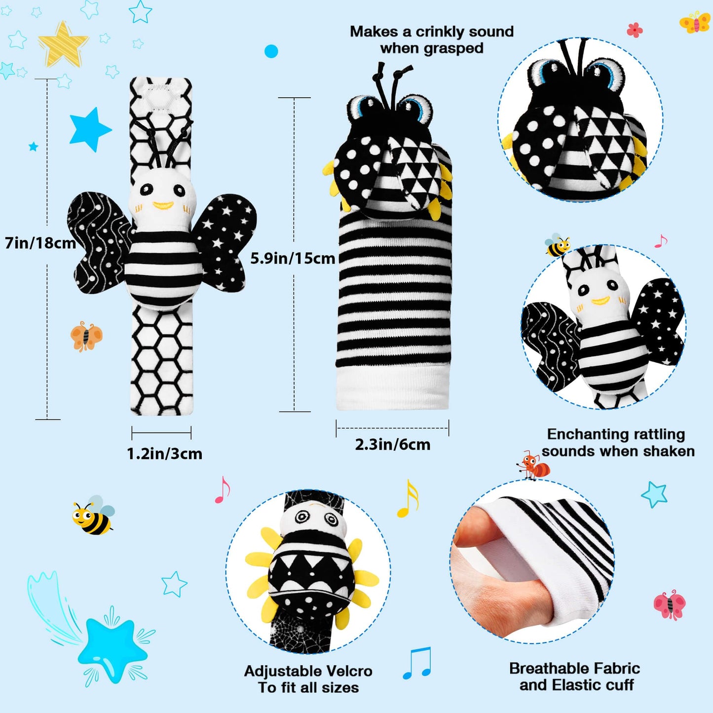 Baby Toys 0-6 Months - High Contrast Baby Toys For Newborn Toys 0-3 Months Brain Development Infant Toys Baby Rattles 6-12 Month