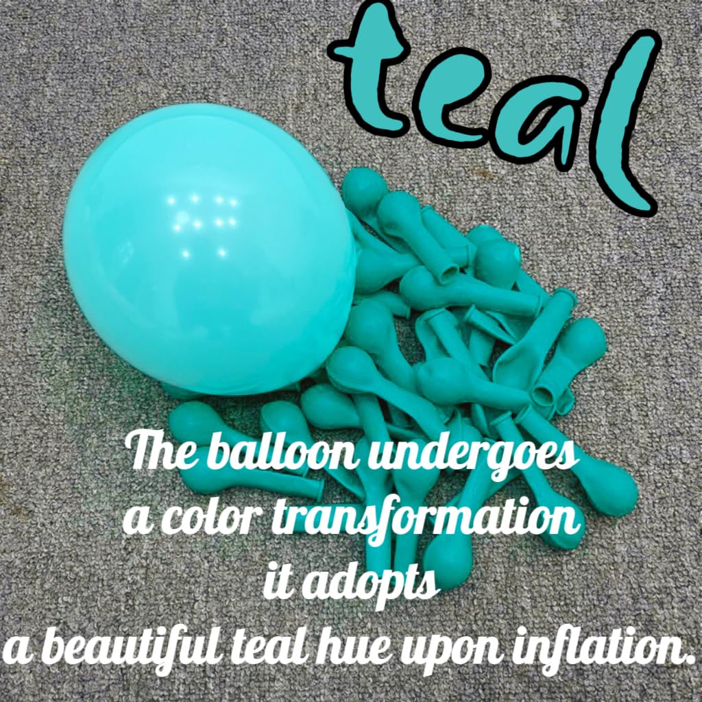 Teal Blue Balloons, 60 Pcs Turquoise Blue Balloons With Transparent Balloon Metallic Blue Balloons, Pastel Baby Blue Balloons Pe