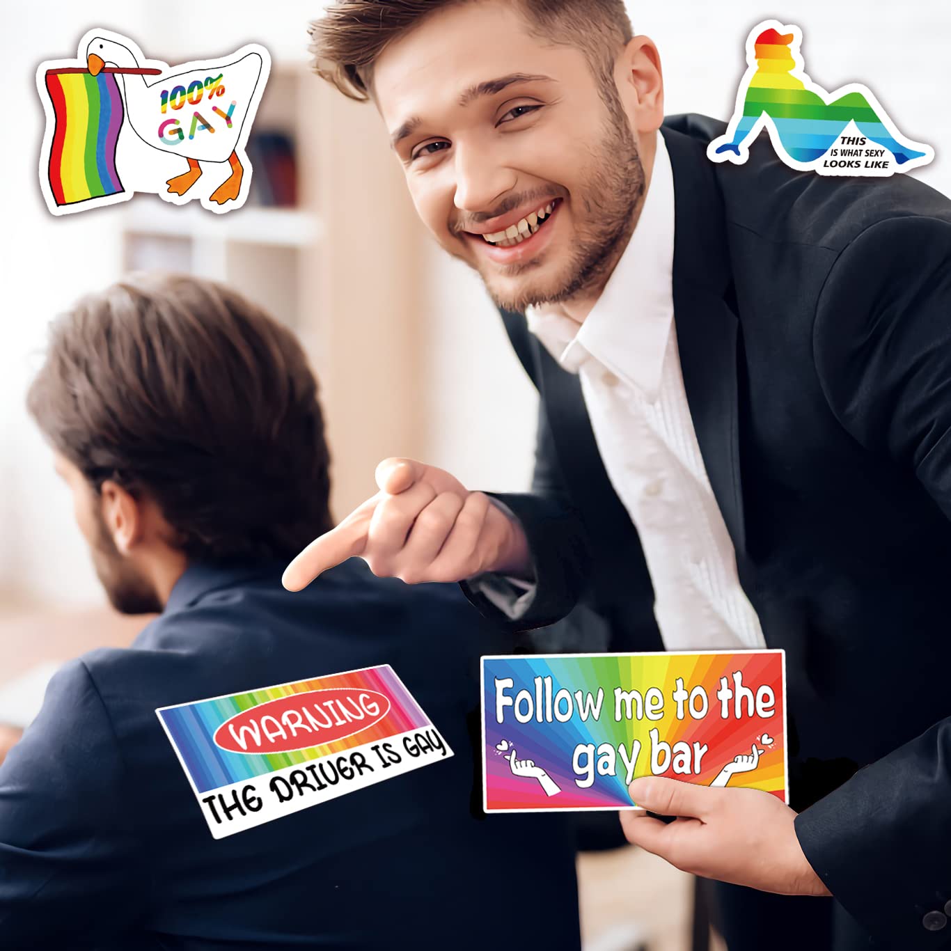 DeaDamHa 76 PCS Funny LGBT Bumper Stickers - Colorful PVC Decals for Cars, Trucks, and Luggage