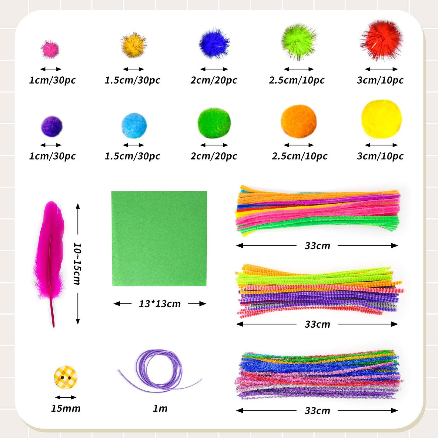 1405 Pcs Art and Craft Supplies for Kids, Toddler DIY Craft Art Supply Set Included Pipe Cleaners, Pom Poms, Feather, Folding St