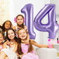 40 Inch Number Balloons 14, Purple Helium Foil Number 14 Balloons, Large Number Balloon Age Balloon For Boys Girls Birthday Part