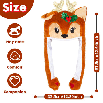YOYTOO Plush Novelty Animal Hat with Ears Moving Jumping Pop Up Beating Plush Dress Up, One Size Fits All Adults & Children (Chr