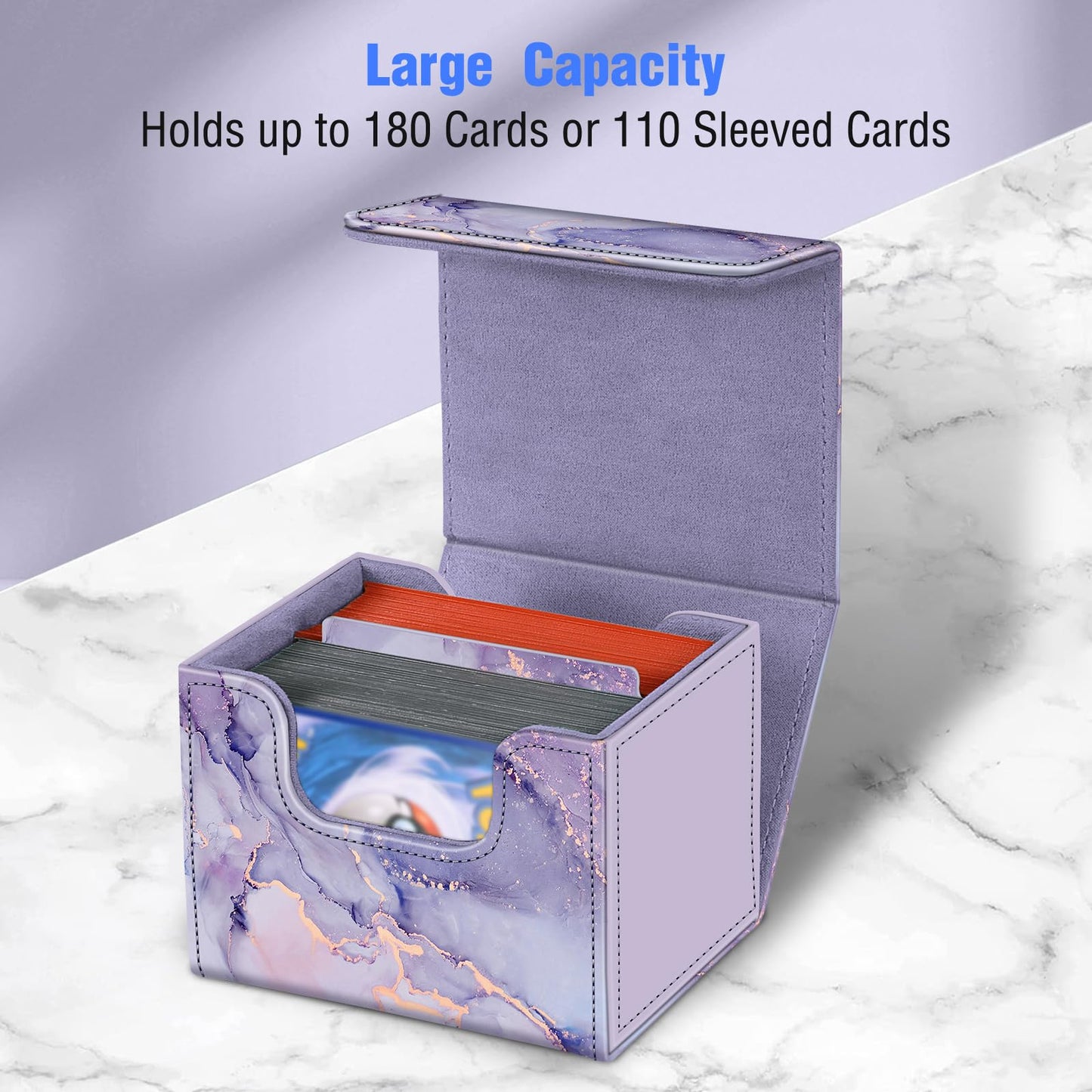 CaseBot Card Deck Box Compatible with MTG/TCG/CCG, Magnetic Game Card Case Large Size Fits Up 180+ Game Cards with PU Divider, L