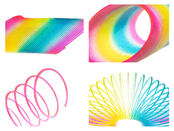 Vinciph 4.2 Inch Giant Sequin Color Rainbow Coil Spring Toy,Classic Magic Spring Decompression Toys,Stair Toys For Children