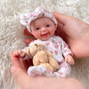 Mire & Mire Reborn Baby Dolls 7 ''Girl Open Eyes Smile Full Silicone Mini Baby Doll With Feeding Accessories-A