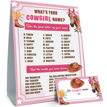 What'S Your Cowgirl Name, Cowgirl Birthday Party Sign For Girls, Holiday Activity, Kids Cowgirl Activity Cards, Cowgirl Activity