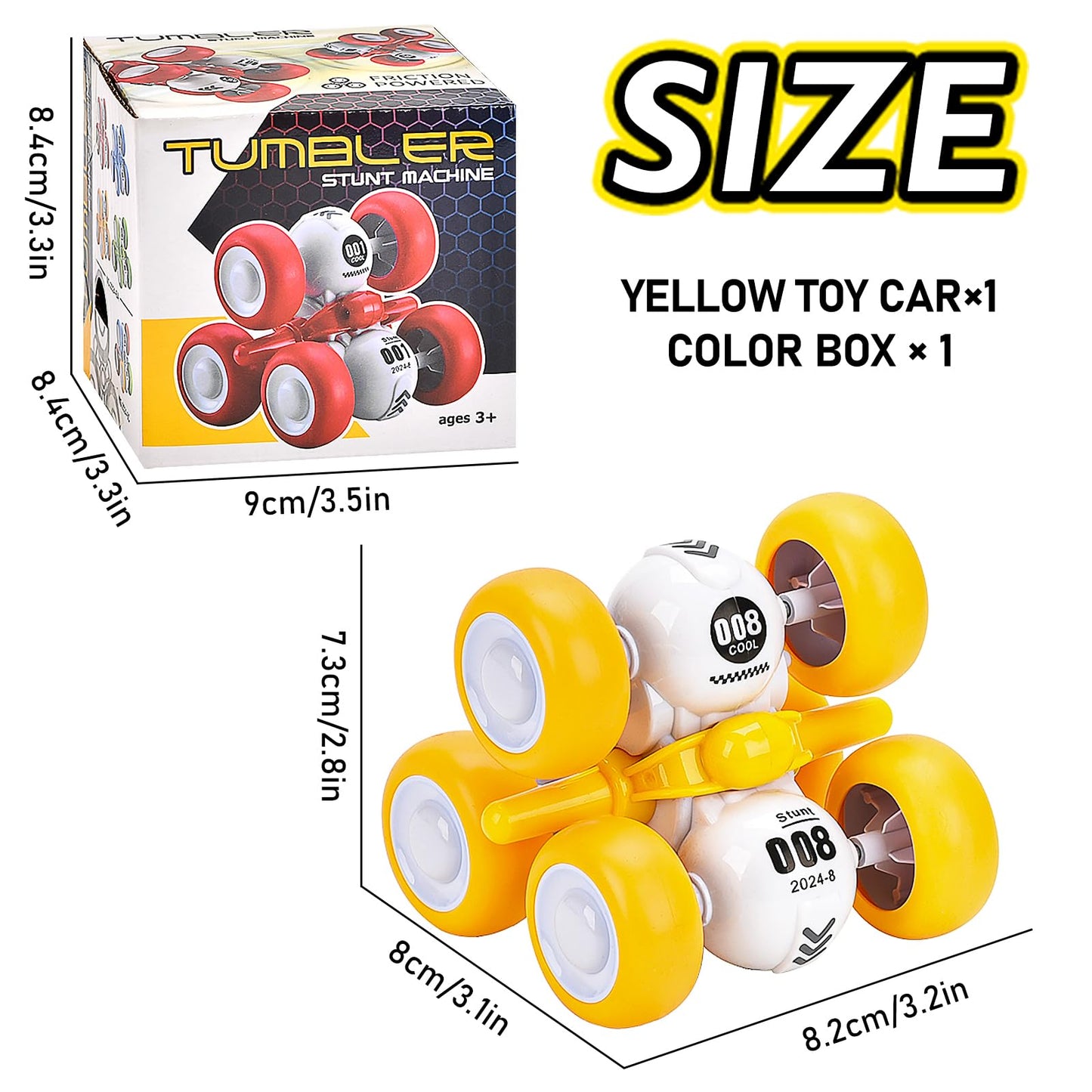 Cddzsw Pull Back Truck For Toddler Boys For Ages 3-5,6 Rounds Inertia 360 Rotating Stunt Car Toys 3 4 5 6 Year Old Kids,Push And