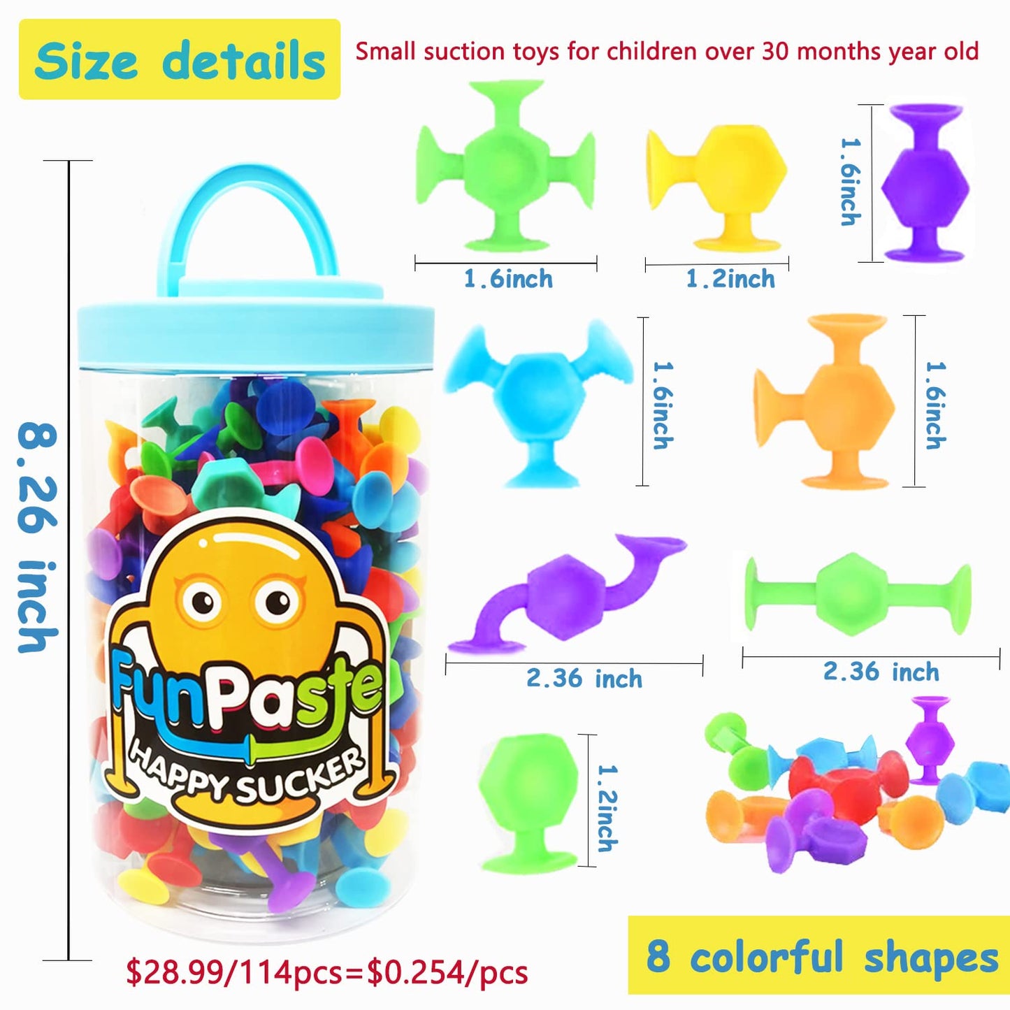 114Pcs Suction Cup Toys Bath Toys For Kids Toddlers Family Game Preschool Learning Sensory Kindergarten Toys Montessori Classroo