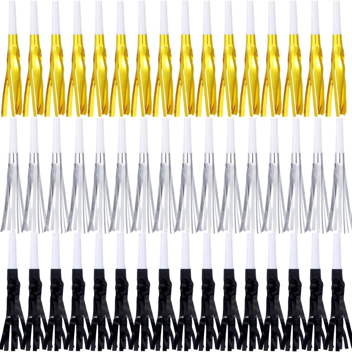 LCPQMZGH Metallic Fringed Noise Makers, for Noise Makers Party Favors, New Year Party, Baby Shower, Kids Birthday, 48 Pcs, Gold,