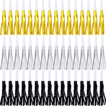 LCPQMZGH Metallic Fringed Noise Makers, for Noise Makers Party Favors, New Year Party, Baby Shower, Kids Birthday, 48 Pcs, Gold,