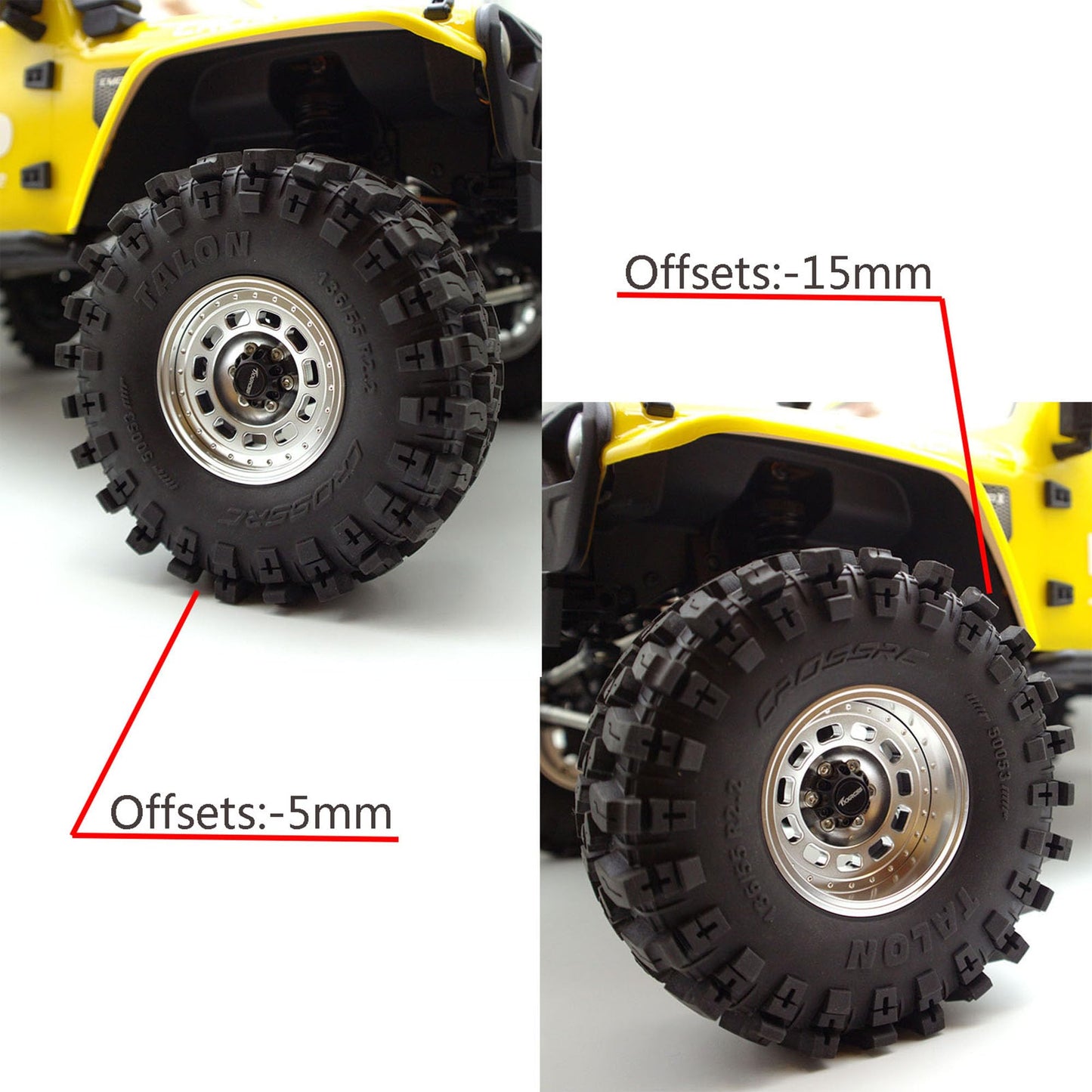 Txxrcss RC 2.2 Beadlock Wheels Adjustable 2 Offsets Rims Hub Aluminum Upgrades for 1/10 Crawle Car Wheel and Tires Remote Contro