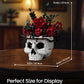 iATOM Skull Roses Flower Bouquet Building Set - Middle Size, Plastic, Gothic Decor, Red/Green/White/Black, Model IA11008