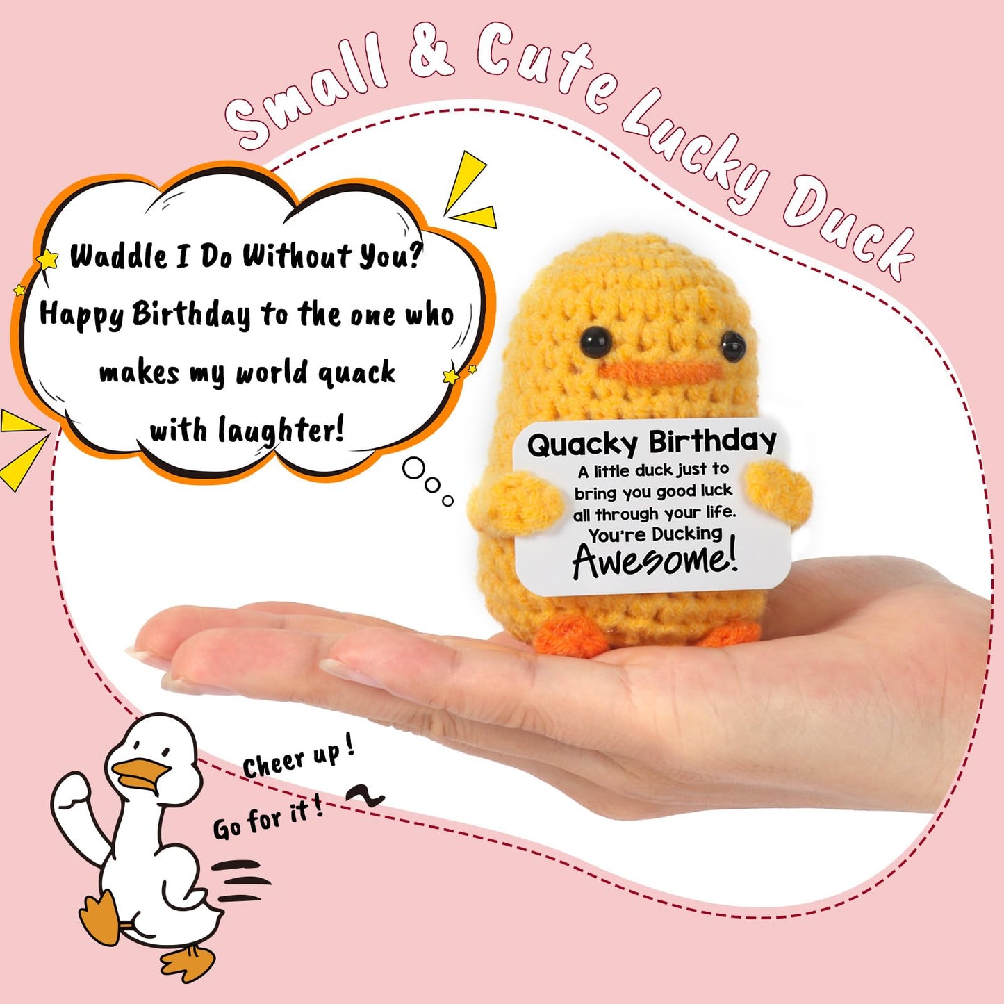 MBL Crochet Duck Birthday Gift - Yellow, Small, Polyester - Fun for Women, Men, Teens, Best Friends & Coworkers