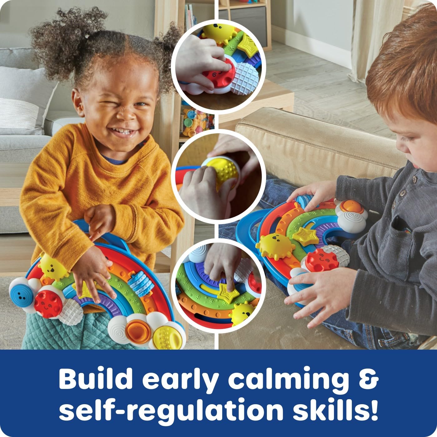 Learning Resources Rainbow Busy Board - Montessori Puzzle Toy for Fine Motor Skills, 13.4"x10"x0.4", Ideal for Toddlers, Model LER9809