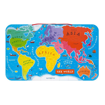 Janod Wooden Magnetic World Map Puzzle - 92 Pieces - 70 X 43 Cm - Ages 7+ - J05504