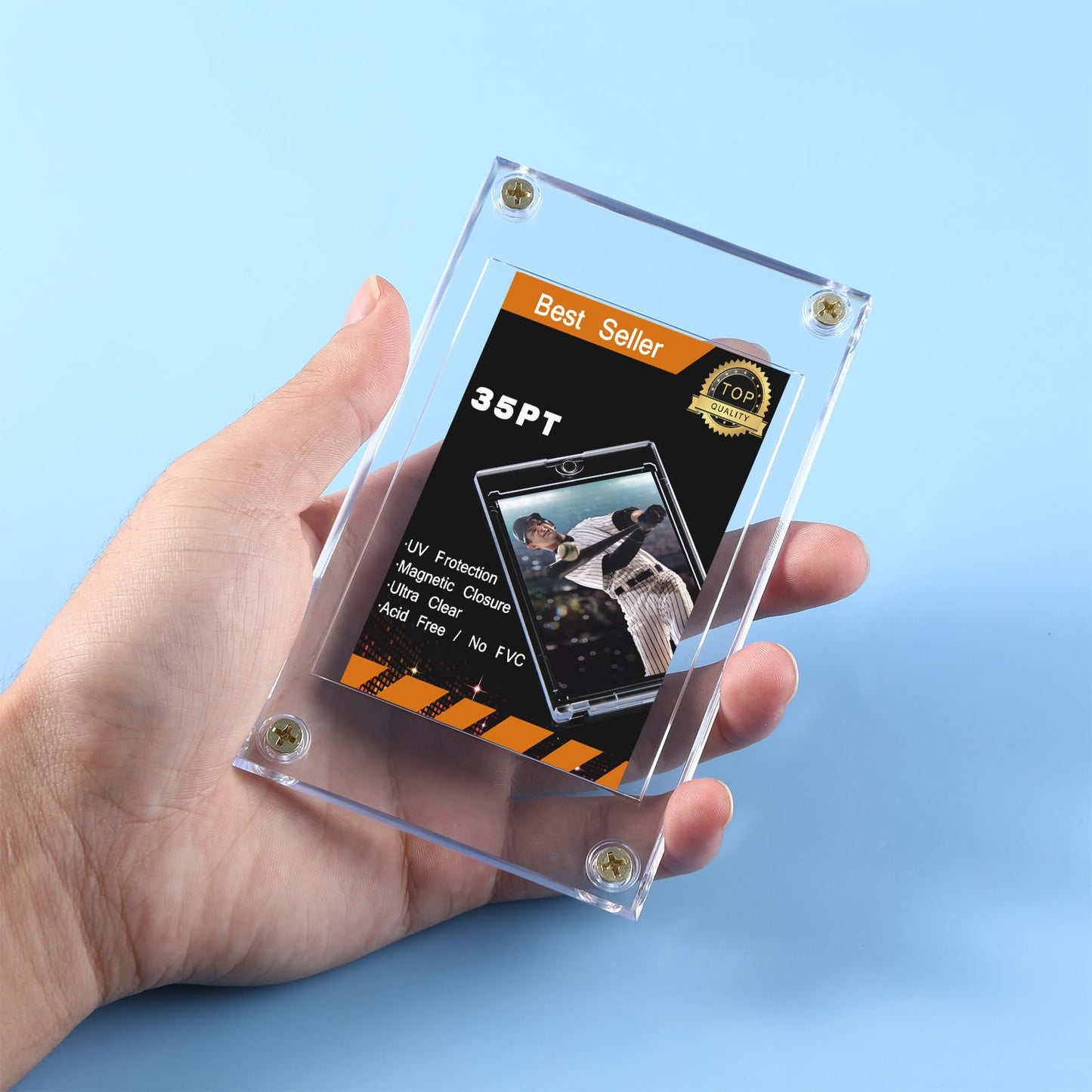 25 Pieces Acrylic Card Holder Screw Trading Card Protector 35 PT Clear Protectors for Baseball Football Sports Game Cards Storage and Display