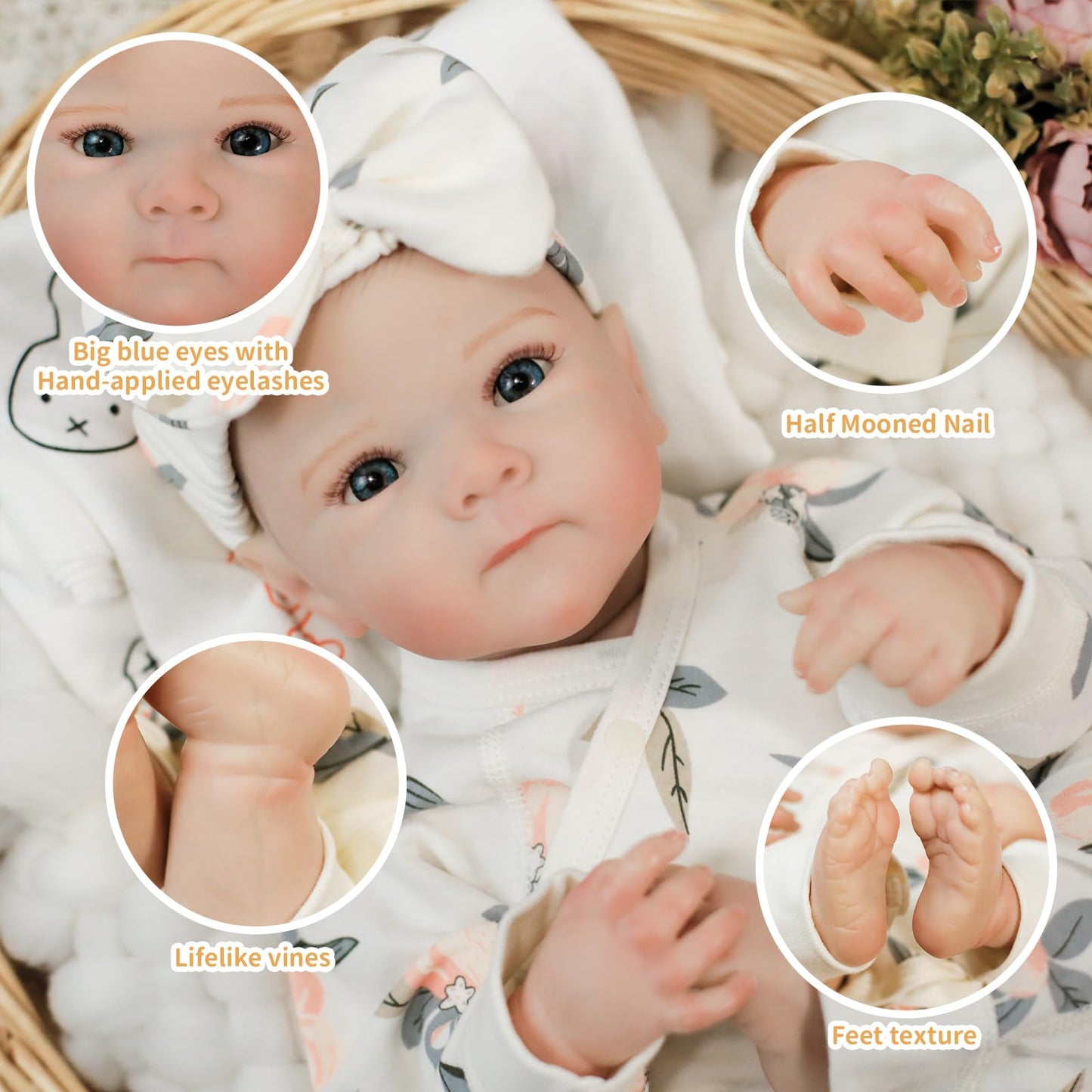 Lifelike Reborn Baby Dolls - 20Inch Soft Vinyl Realistic-Newborn Baby Dolls Poseable Real Life Baby Girls Dolls With Doll Access