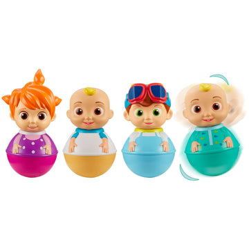 Cocomelon Weebles 4 Figure Pack - Chunky Moulded JJ Figures, Blue, 4 Count, Preschool Imaginative Play, Character Options
