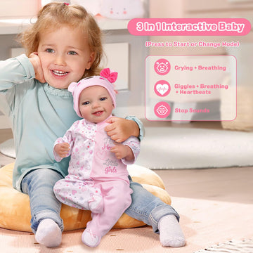 Babeside Reborn Baby Dolls With Heartbeat, Coos & Breathing - Leen, 20-Inch Sweet Smile Realistic-Newborn Baby Dolls Soft Body B