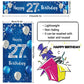Happy 27Th Birthday Door Cover Porch Banner Sign Set - 27 Years Old Birthday Decoraions Party Supplies For Men - Blue