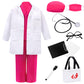 ZZIHAN Kids Rose Doctor Nurse Scrubs Costume Set -Scrubs Top Pants, Lab Coat, Stethoscope, Nursing Clipboards - Toddler Boys Gir