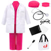 ZZIHAN Kids Rose Doctor Nurse Scrubs Costume Set -Scrubs Top Pants, Lab Coat, Stethoscope, Nursing Clipboards - Toddler Boys Gir