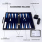 GSE Games & Sports Expert enhanced Leather Backgn Board Game Set  Classic Backgn Game Set with Leather Case  Travel Folding Board Game (Black&Blue  Medium)