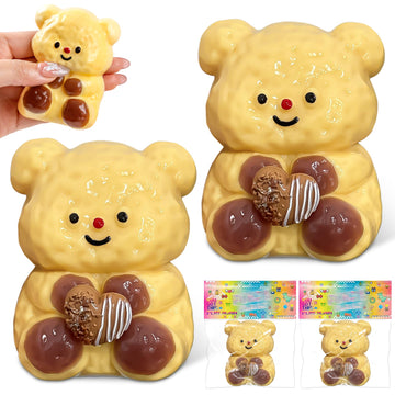XPQKDC 2Pc Gummy Butter Bear Stress Toy, Soft Silicone Sticky Toys for Adults & Kid, Cute Butter Bear Squeeze Toys, Sensory Fidg
