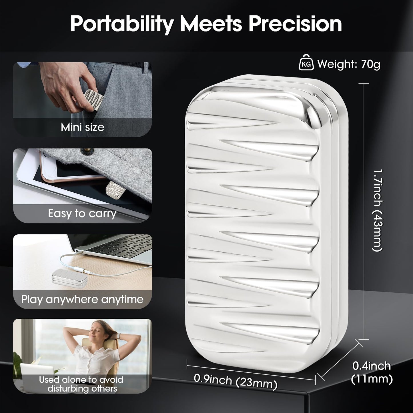 JUDIXY Magnetic Fidget Slider 3 Layer, Fidget Toys Adults for Stress Relief ADHD Anxiety with Click Sound, Portable Desk Fidget