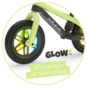 Chillafish Bmxie Glow Lightweight Balance Bike With Light-Up Wheels When Riding, For Kids 2 To 5 Years, 12-Inch Airless Rubberskin Tires, Adjustable Seat Without Tools, Pistachio