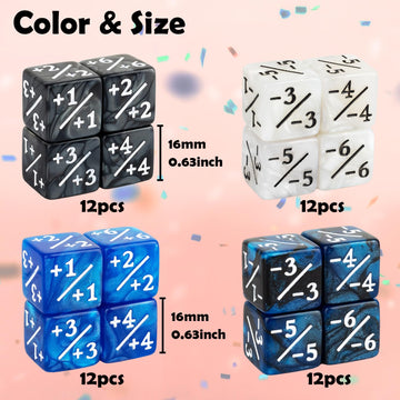 48 Pieces Magic Counter Dice Life Mtg Counters Dice Set Marble Buff Tokens D6 Dice Compatible With Magic The Gathering, Tcg, Car
