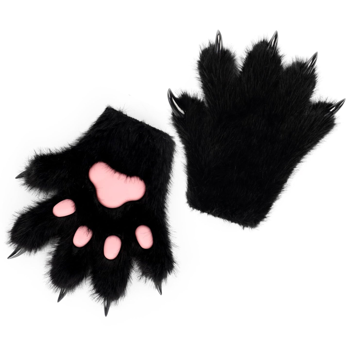 HAOAN Furry Fur Cat Wolf Fox Dog Fluffy Animal Paws Claws Gloves Mittens Hands Costume Cosplay Halloween Christmas for Kids