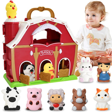 Big Red Barn Farm Animal Toy For 1 2 3 4 5 Years Old Toddlers, Kids Preschool Montessori Learning Toys, Pretend Farm Playset, Christmas Birthday Easter Gift For Boys Girls Age 12-18 Months
