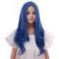 DUDUWIG Kids Dark Blue Wig Girls Long Blue Middle Part Wig Child Dark Blue Wavy Curly Wig Heat Resistant Synthetic Wig with Wig