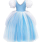 Cinderella Costume For Girls Blue Princess Dress For Girl Toddler Halloween Party Cosplay Costume Toddler Puffy Sleeve